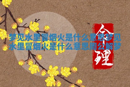 梦见水里冒烟火是什么意思 👕 _梦见水里冒 🍒 烟火是什么意思周公解梦