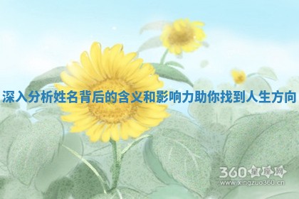 深入分析姓名背后的 🚬 含义 🐵 和影响力助你找到人生方向